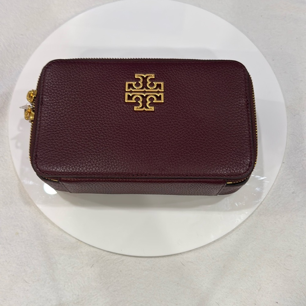 Tory Burch Burgundy Wallet with Gold Accents